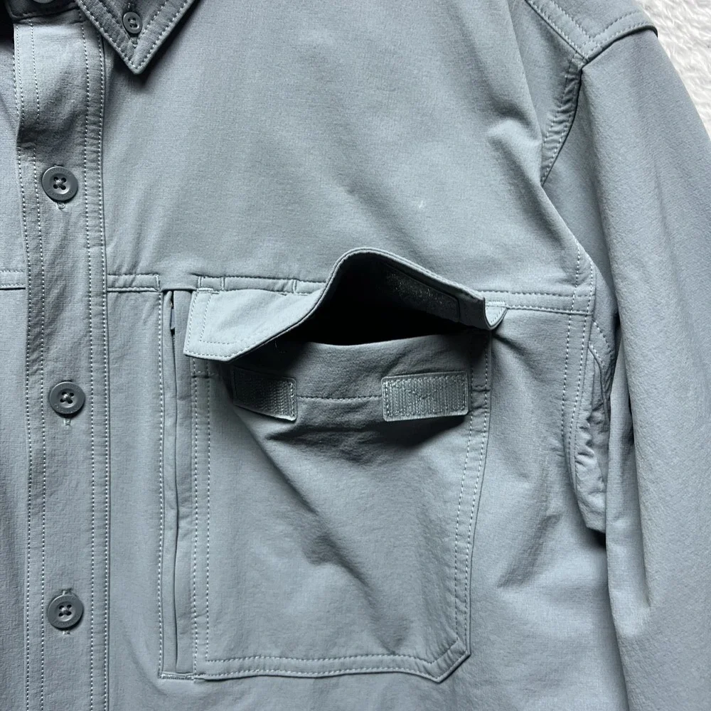 Duluth Untucked Flespedition Shirt Mens XL Gray Relaxed Fit Button Down Stretch
